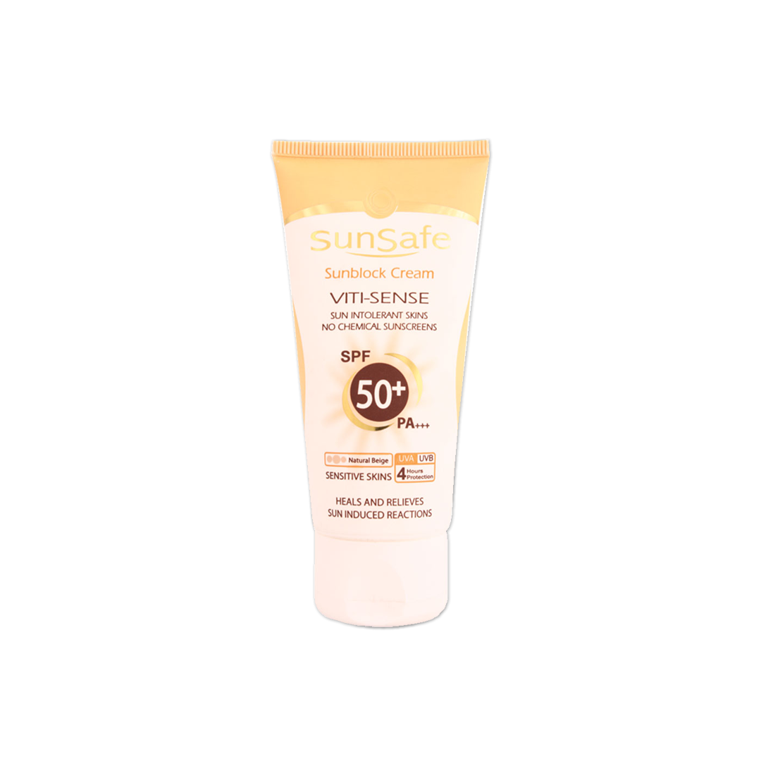 كرم ضد آفتاب +SPF 50 فیزیکال پوست حساس سان سیف 