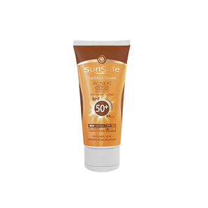 کرم ضد آفتاب رنگی با spf50 فاقد چربی سان سیف-بژ روشن